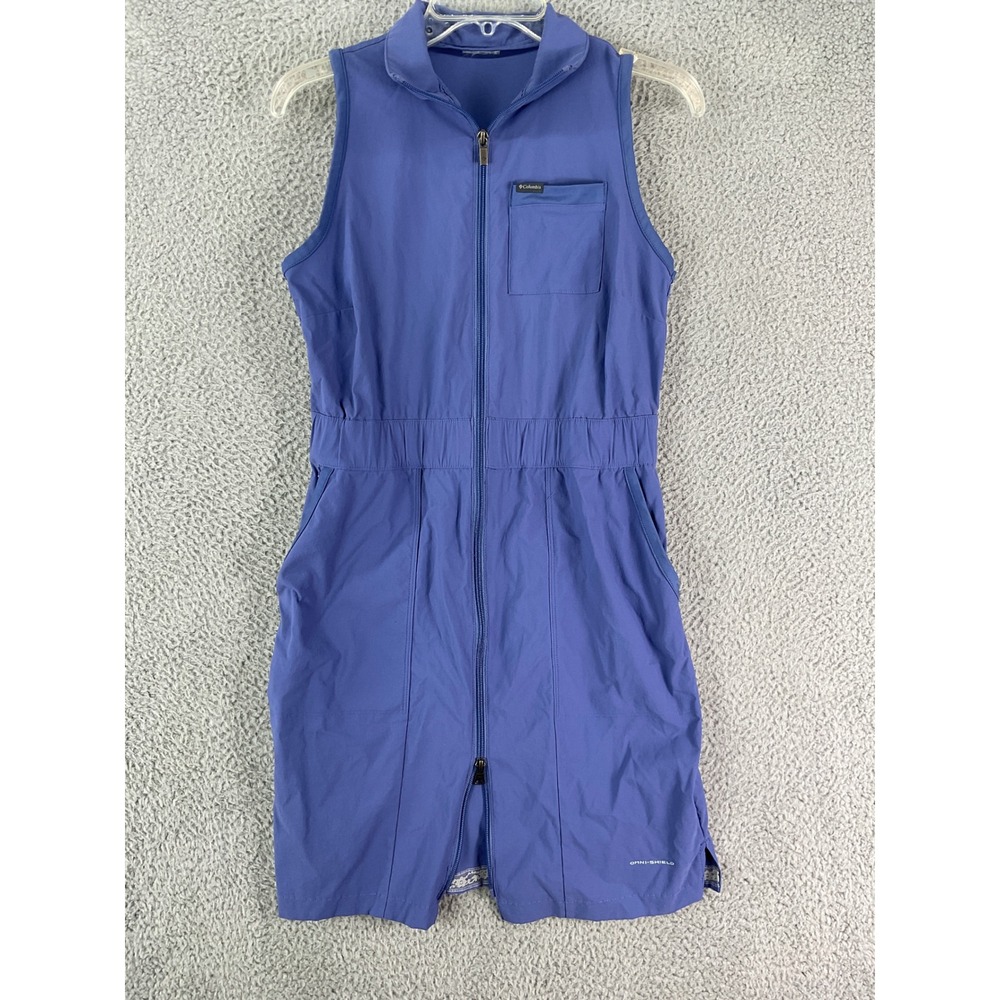 Columbia Dress Womens Small Blue Omni-Shield Full Zip Sleeveless Hiking Sporty